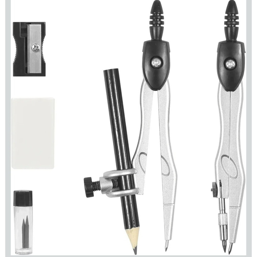 Student Geometry Set 10 Piece, Compass Ruler Protractor, Drafting Tools,‎ Black - Picture 6 of 6